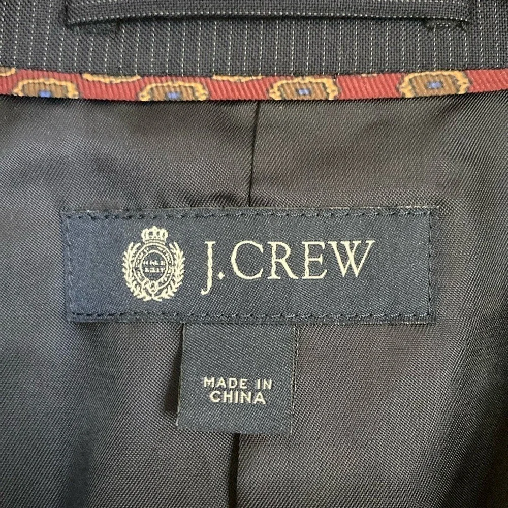 J. Crew Men's Alridge Wool‎ Blazer Jacket Navy Pinstripe Size 38R 3 Button