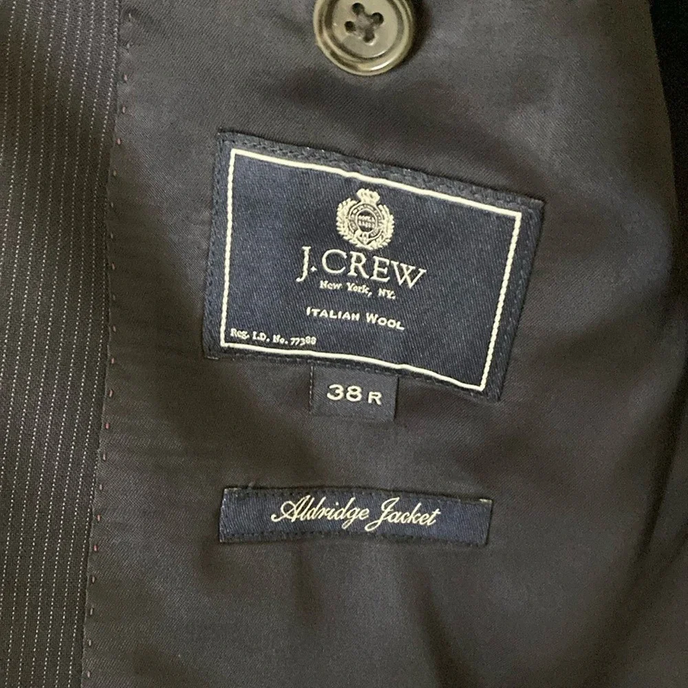 J. Crew Men's Alridge Wool‎ Blazer Jacket Navy Pinstripe Size 38R 3 Button