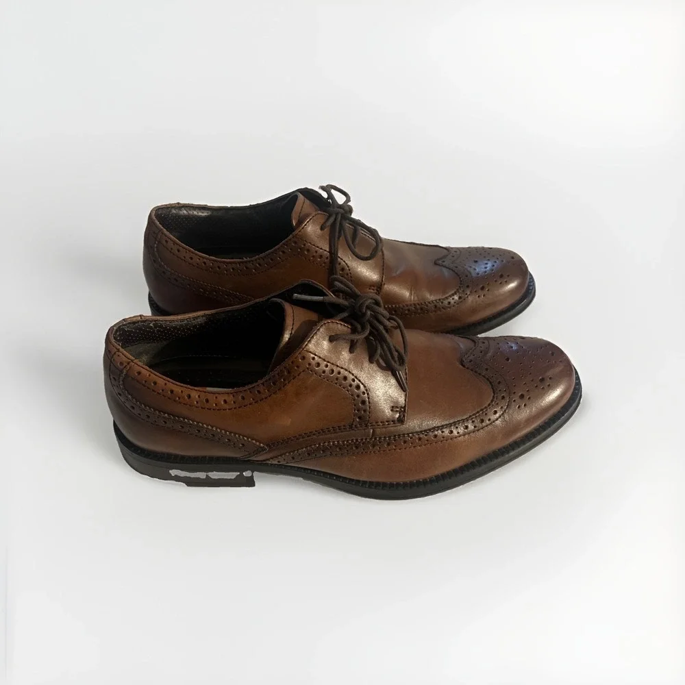 Chaps Men's Brown Leather Wingtips Oxford Size 12