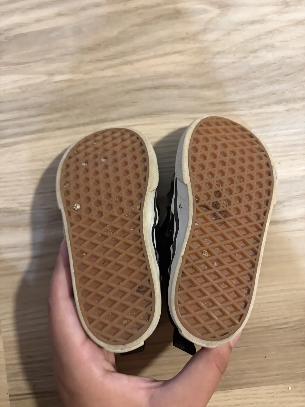 Kids Glitter Velcro Vans in Gold