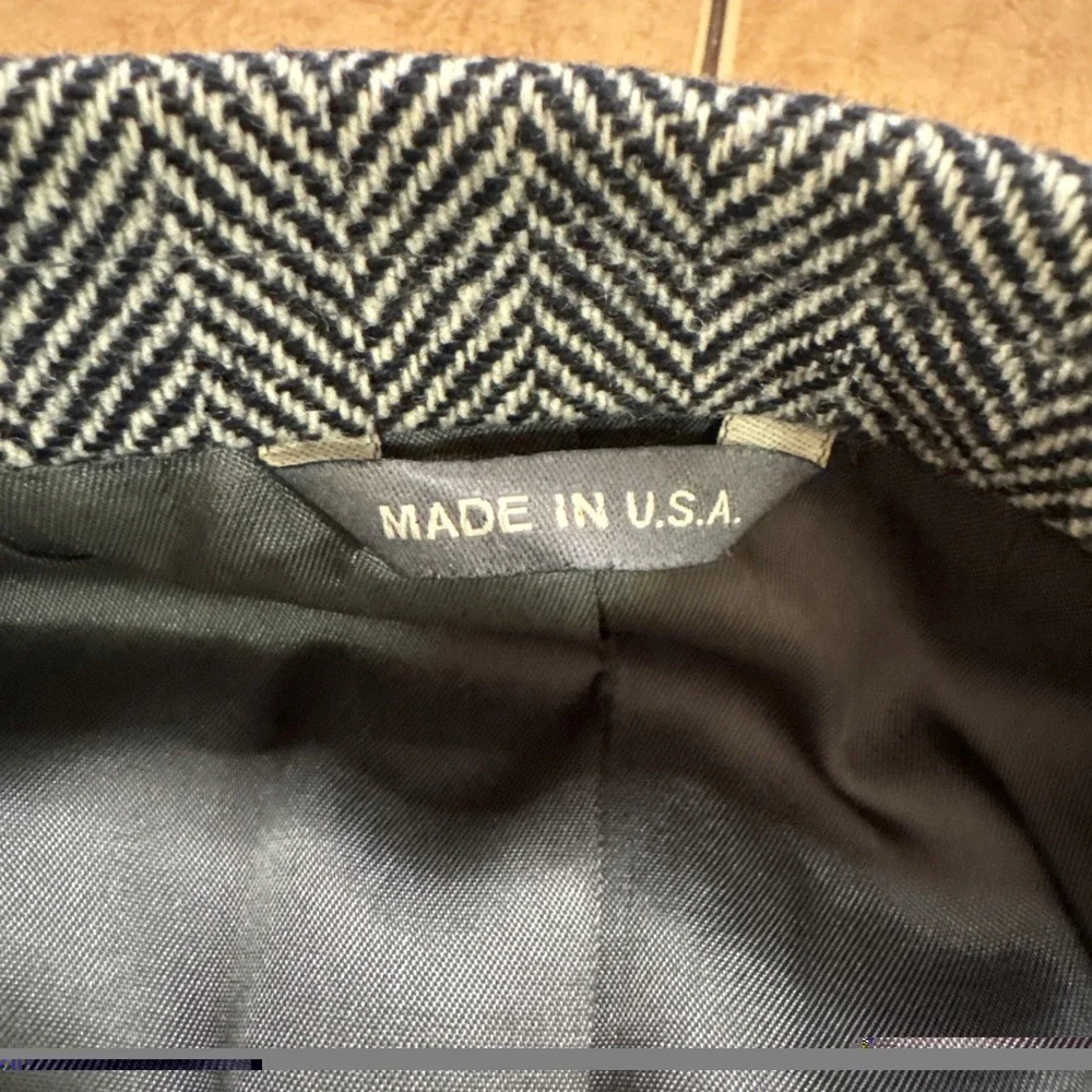 Vtg Gap Gray Herringbone Tweed Wool Blazer Jacket Sport Coat USA Made 38R Slim