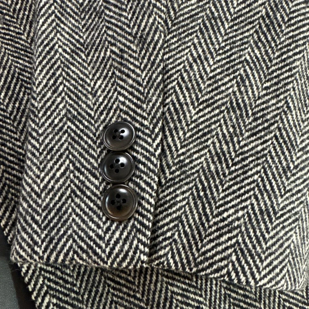 Vtg Gap Gray Herringbone Tweed Wool Blazer Jacket Sport Coat USA Made 38R Slim