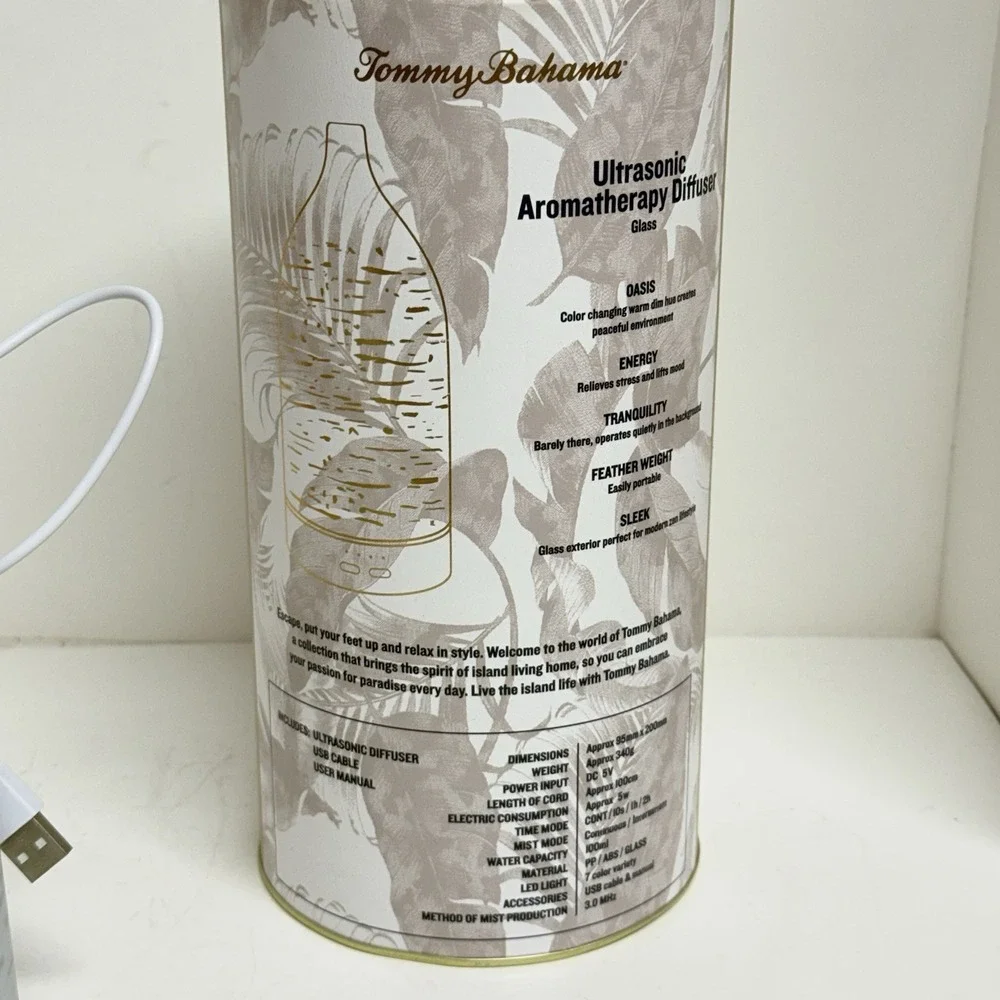 Tommy Bahama Ultrasonic Aromatherapy Diffuser Color Changing Light‎ Mist Tested