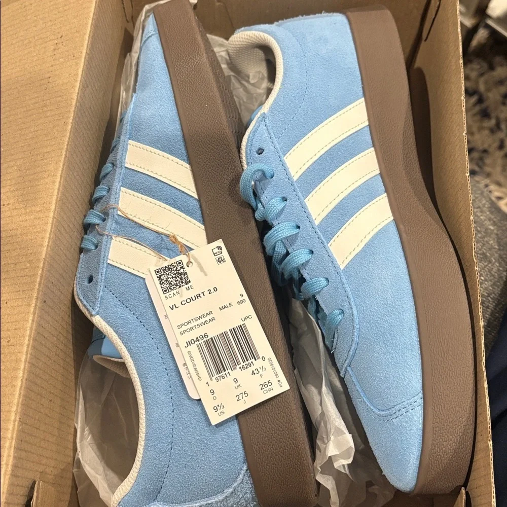 adidas VL Court 2.0 Semi Blue Burst Core White Gum - brand new - 9.5 men’s