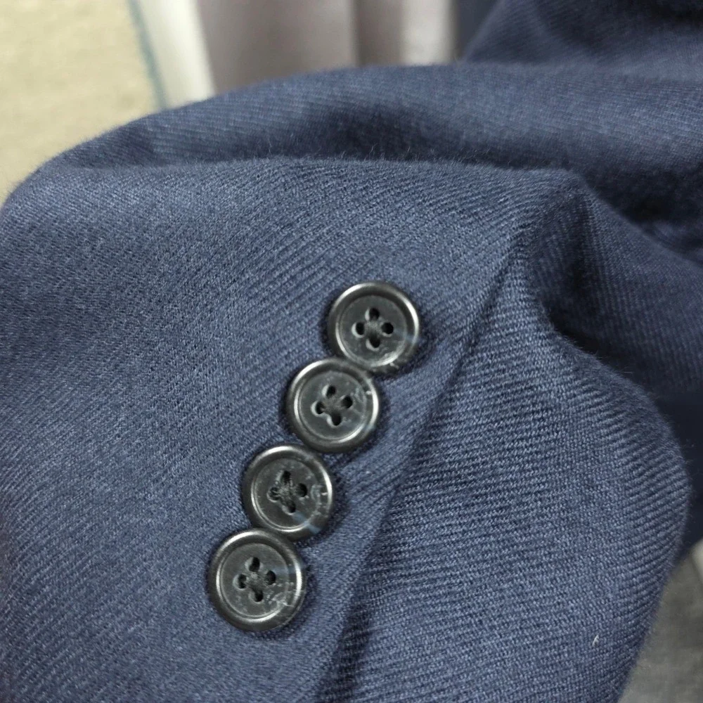 Hart Schaffner Marx Blazer Mens 46R Navy Cashmere Loro Piana Gold Trumpeter USA