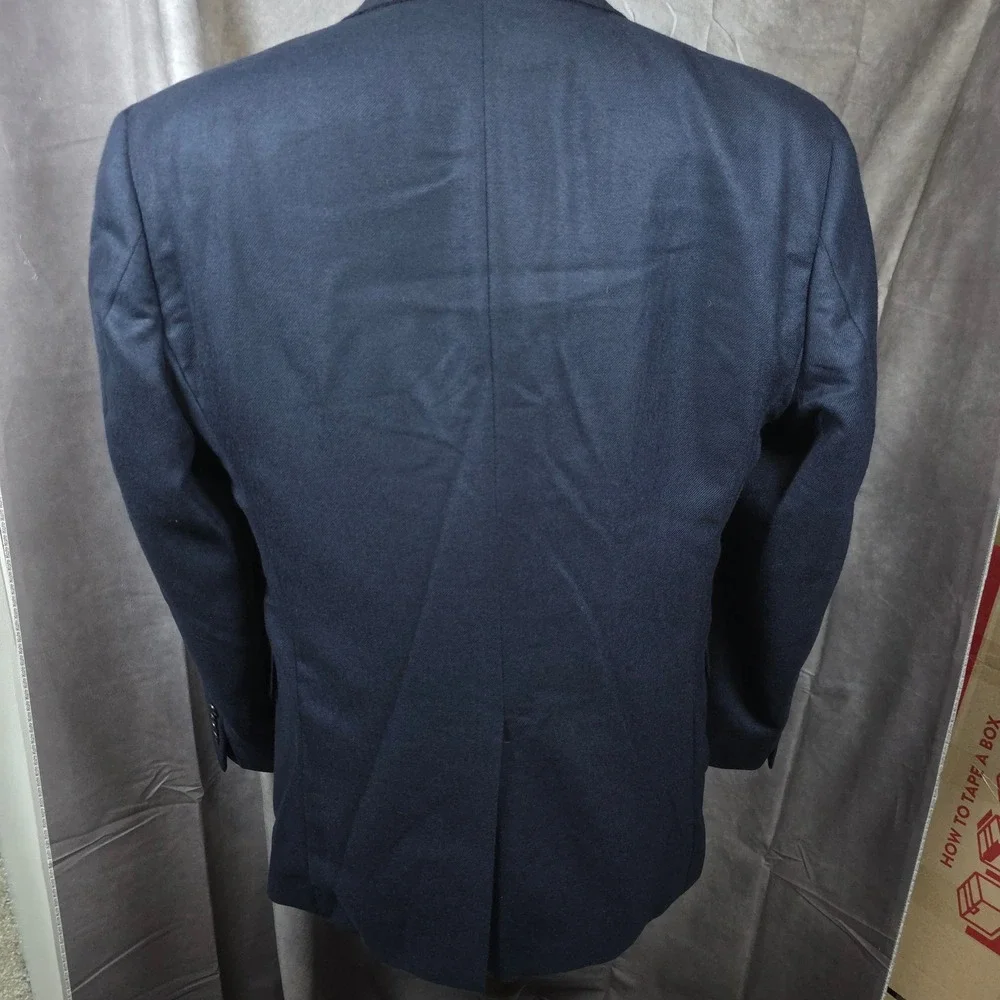 Hart Schaffner Marx Blazer Mens 46R Navy Cashmere Loro Piana Gold Trumpeter USA