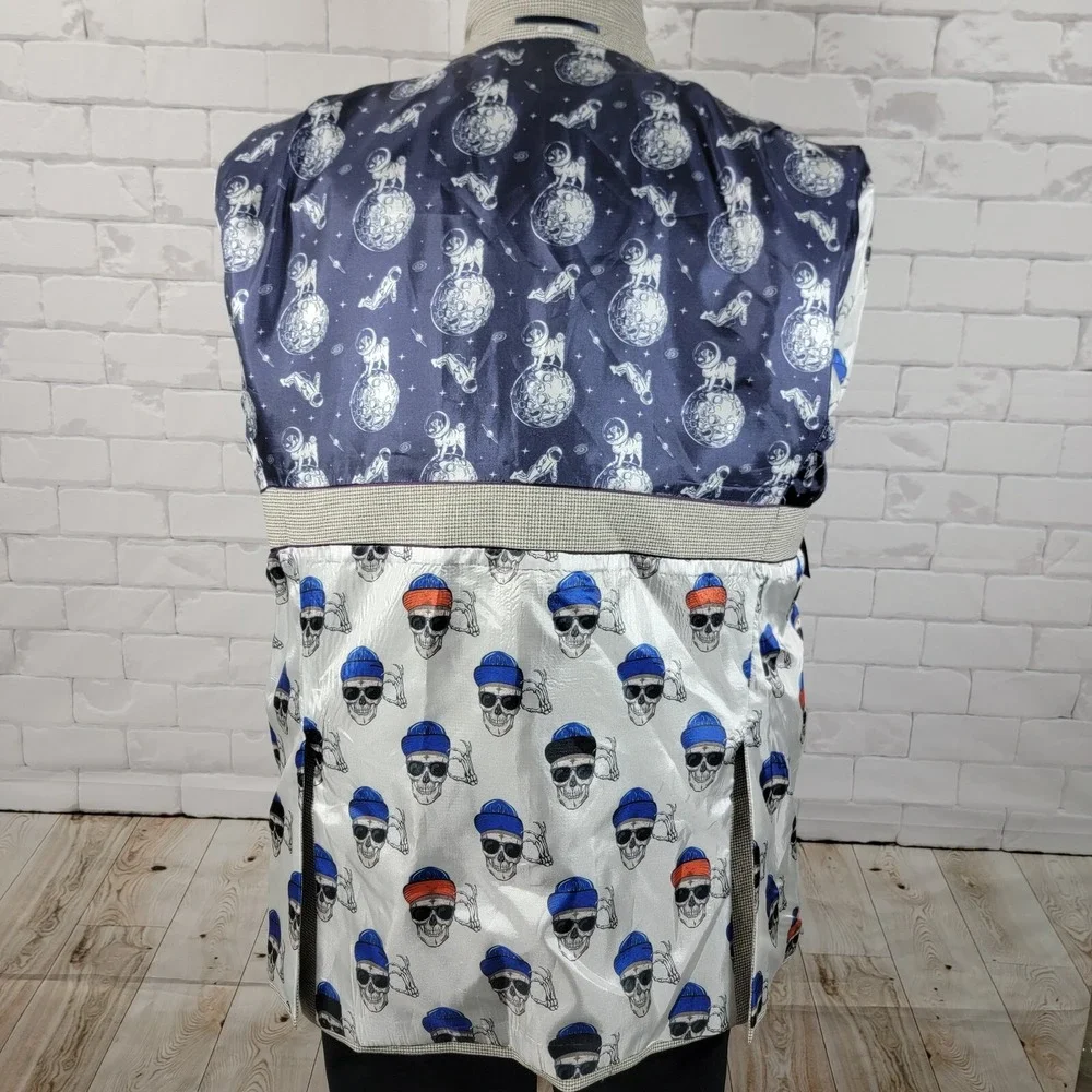 Maceoo Men's Blazer Bethoven Grid White‎ Two Button Checked Poly Blend Size 48L