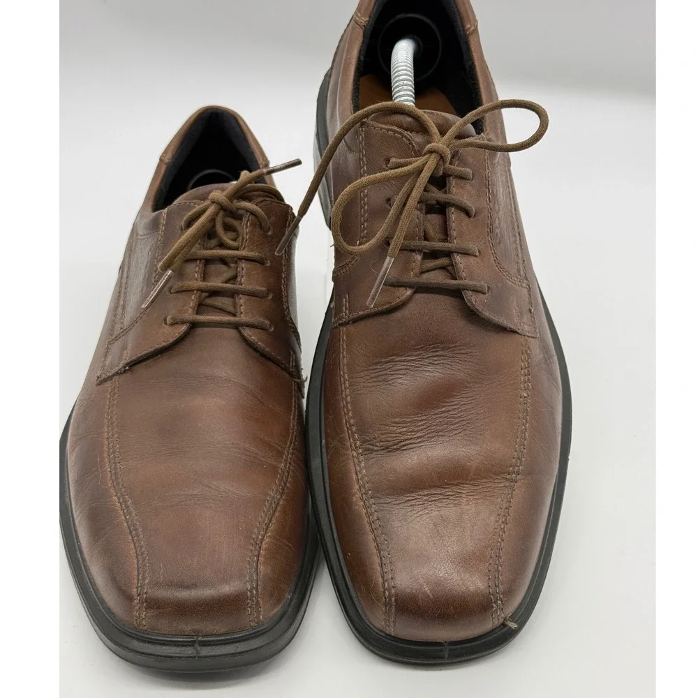 ECCO Mens 10 Casual Dress Shoes‎ Brown Leather Oxford Lace Up Comfort Classic