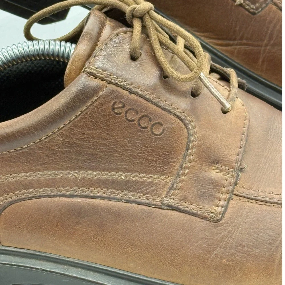 ECCO Mens 10 Casual Dress Shoes‎ Brown Leather Oxford Lace Up Comfort Classic