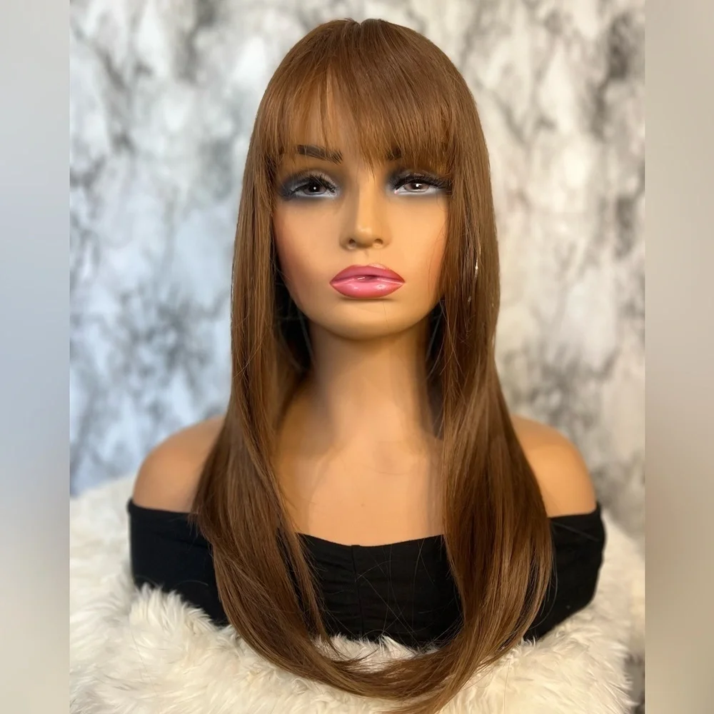 Chesnut Brown Layered  wig with Bangs 22”