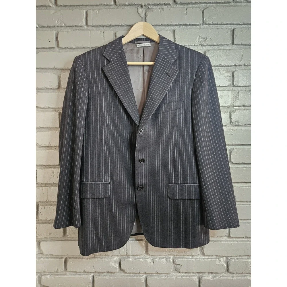 Belvest Wilkes Bashford Men's Suit Jacket Blazer Black Pinstripe‎ EU50 US40
