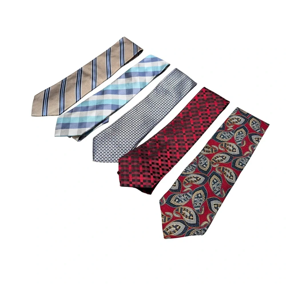 Croft & Barrow Neckties Lot of 5 Mens OS Multicolored Paisley‎ Striped Silk
