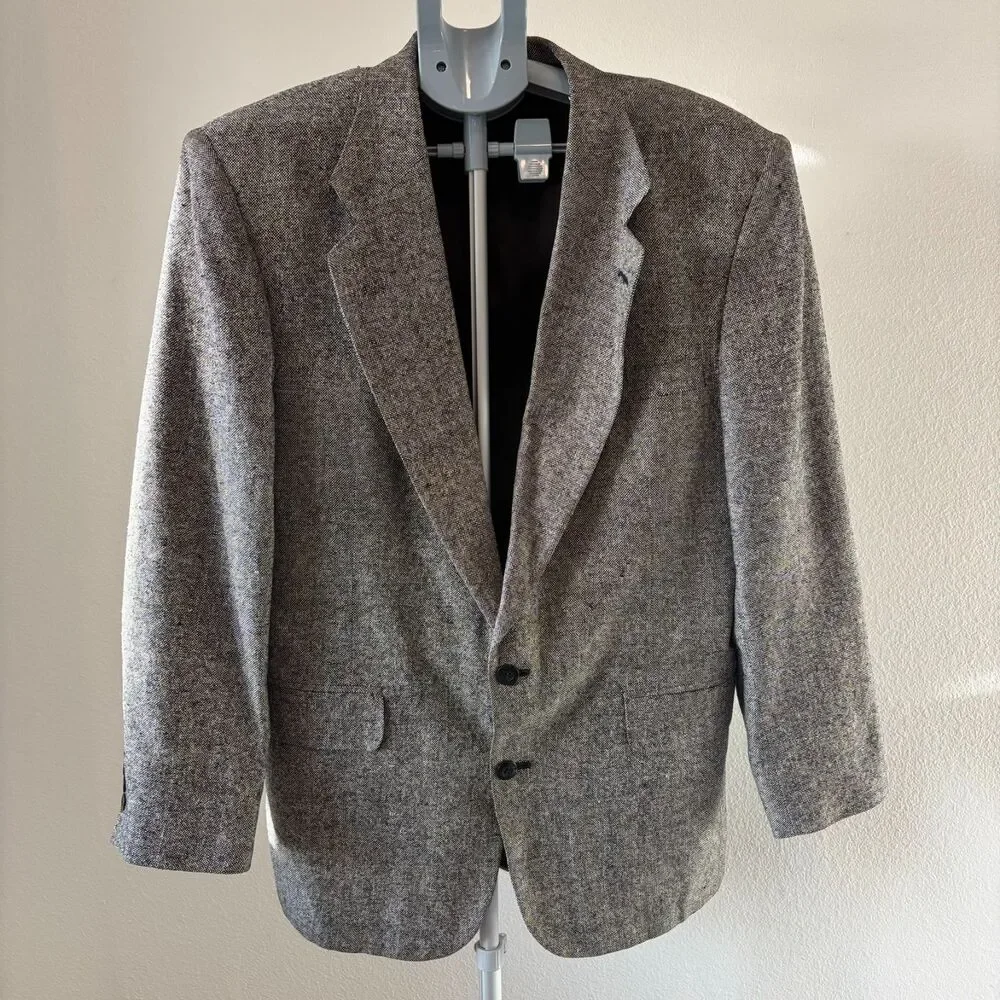 Vtg Robert Stock Blazer Jacket Mens 41R Gray Notch Lapel Single Breasted Formal‎