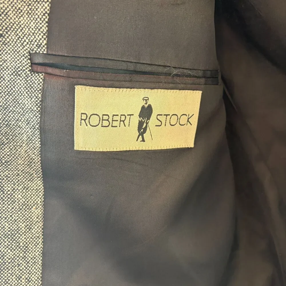Vtg Robert Stock Blazer Jacket Mens 41R Gray Notch Lapel Single Breasted Formal‎