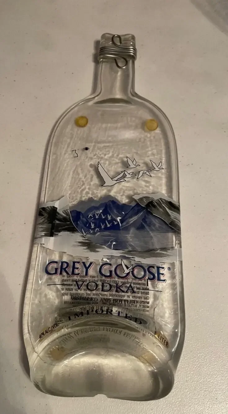 Grey Goose vodka bottle cheese tray 13-1/2