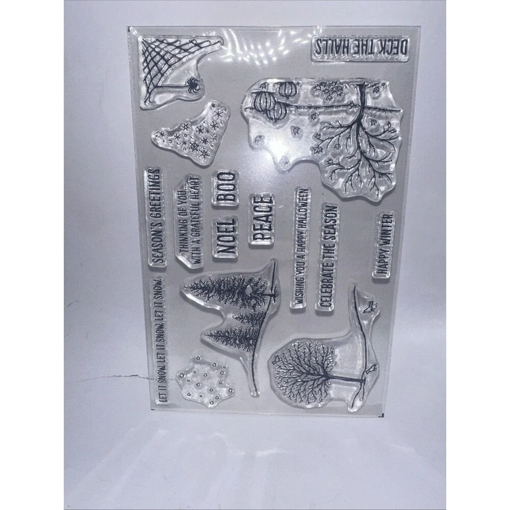 Stampin Up Happy Scenes Holidays Christmas Halloween Rubber Stamps Set 139821