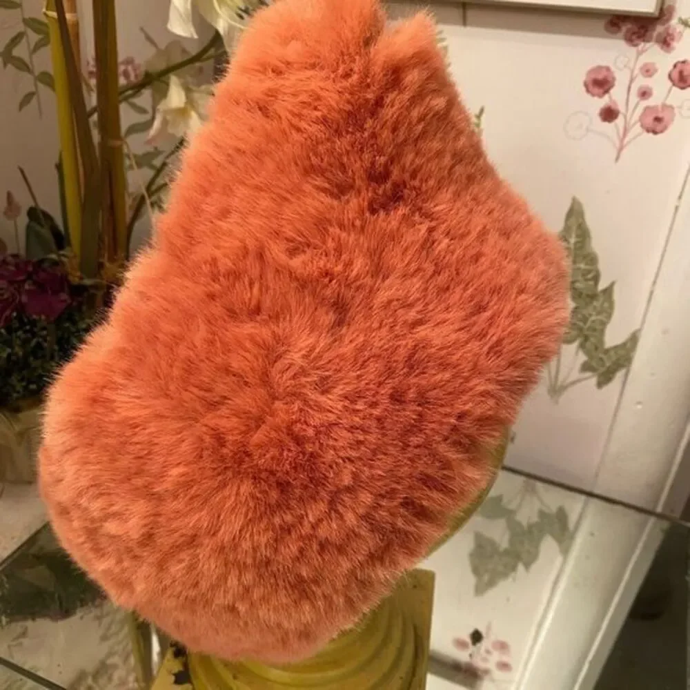 A new day faux fur hat /collar -OSFM orange NWT