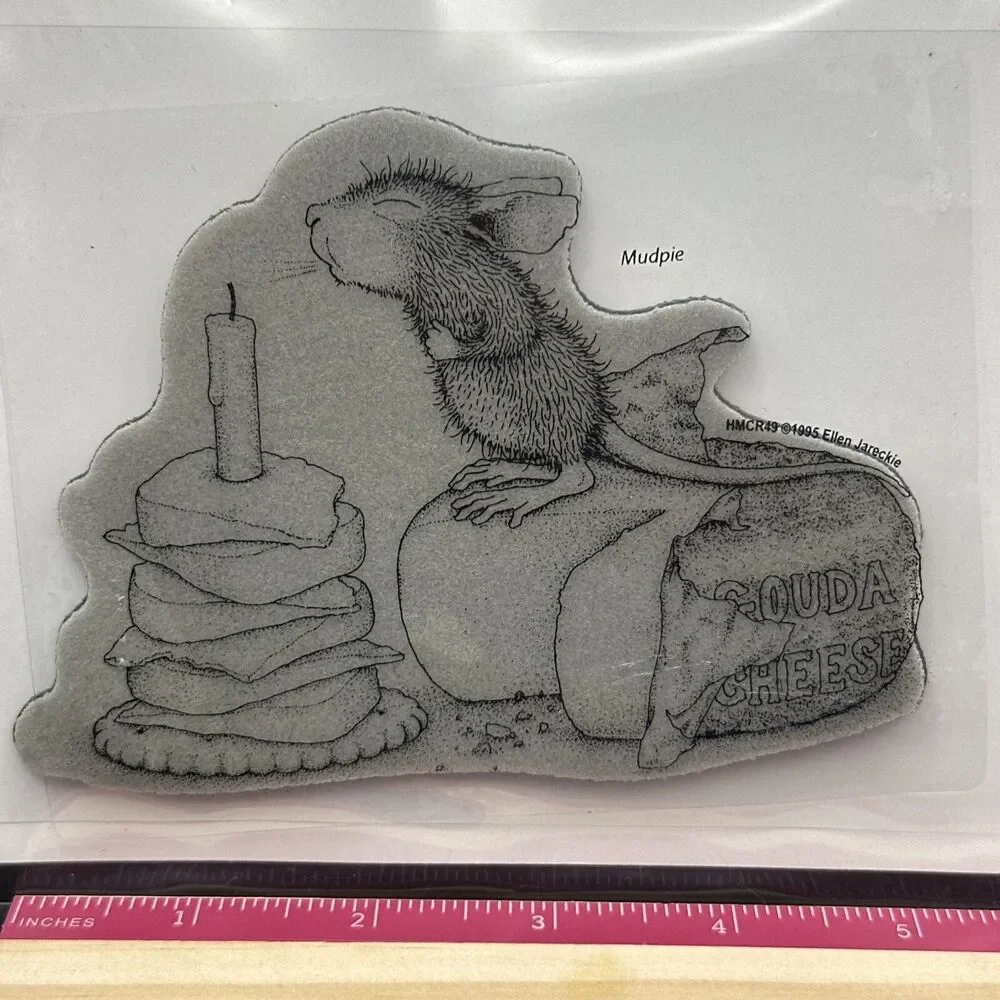 House Mouse Stamp GOUDA WISH Cheese Mudpie Mice Birthday Rubber  hard to find