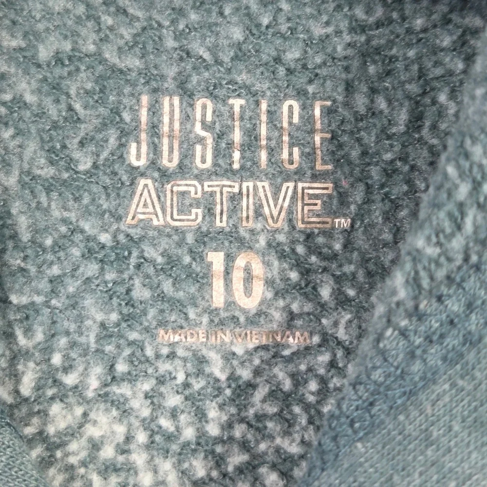 Justice Active Girls Teal Ombre Tie Dye Logo Pullover Hoodie Size 10 Lounge Cute