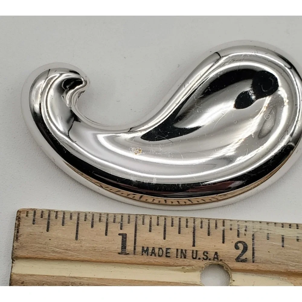 Vtg Monet Estate Silver Tone Ocean Wave Tear Drop Brooch Pin