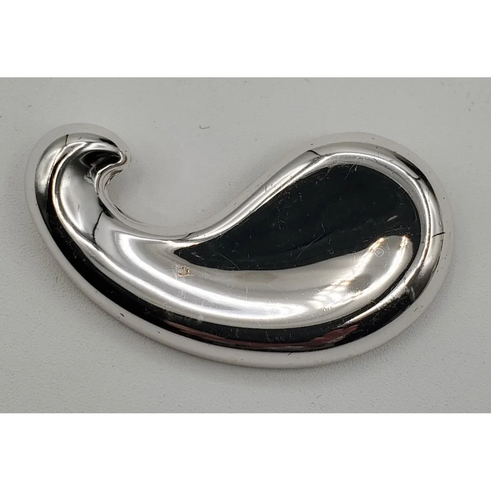 Vtg Monet Estate Silver Tone Ocean Wave Tear Drop Brooch Pin