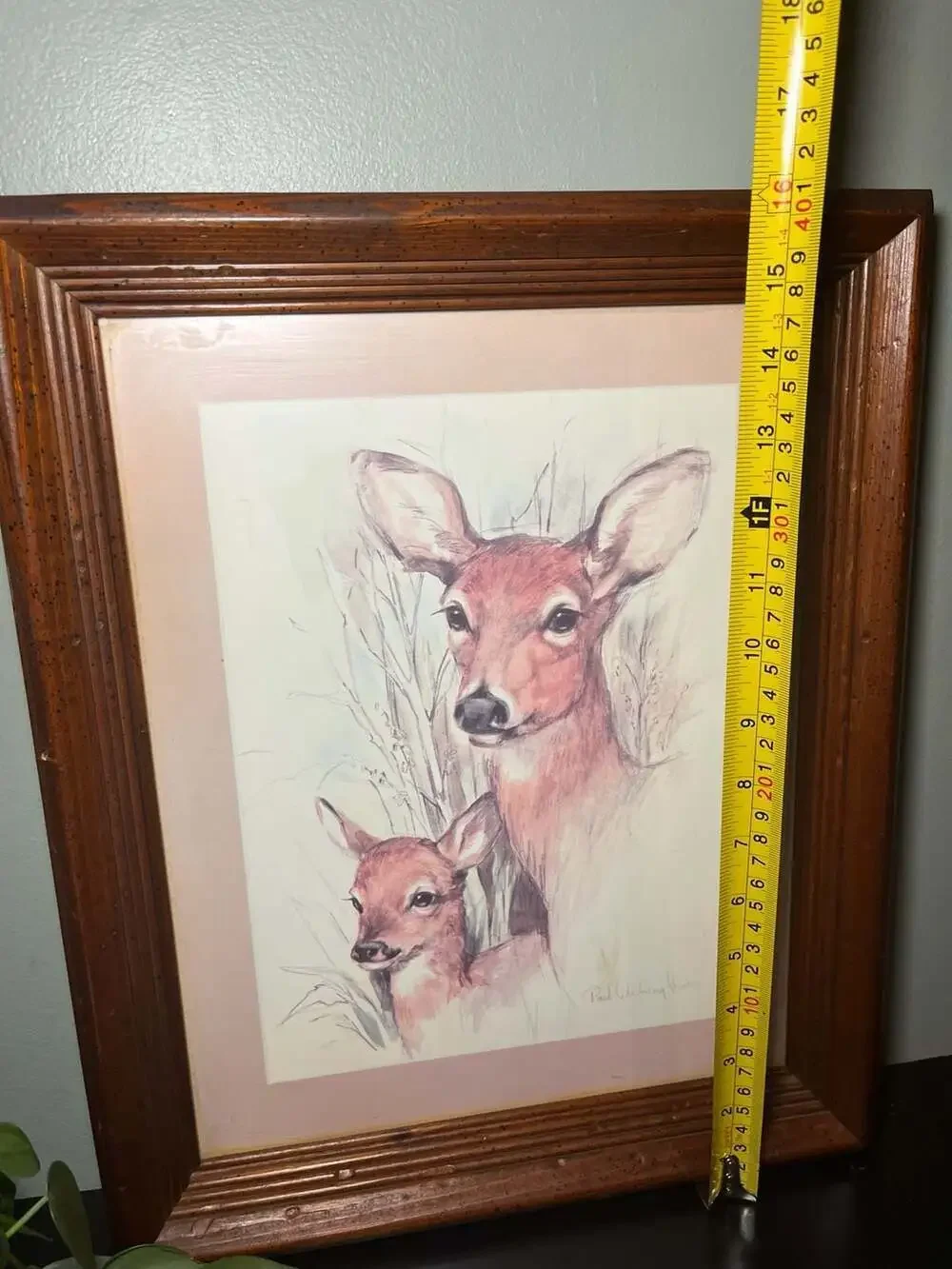 Paul Whitney Hunter Framed Deer and Fawn Print
