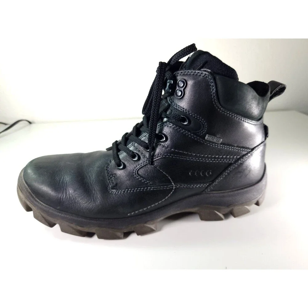 VTG ECCO Outdoor Boots Men's US 11 Black Leather Latex Lug Sole Damaged As-Is