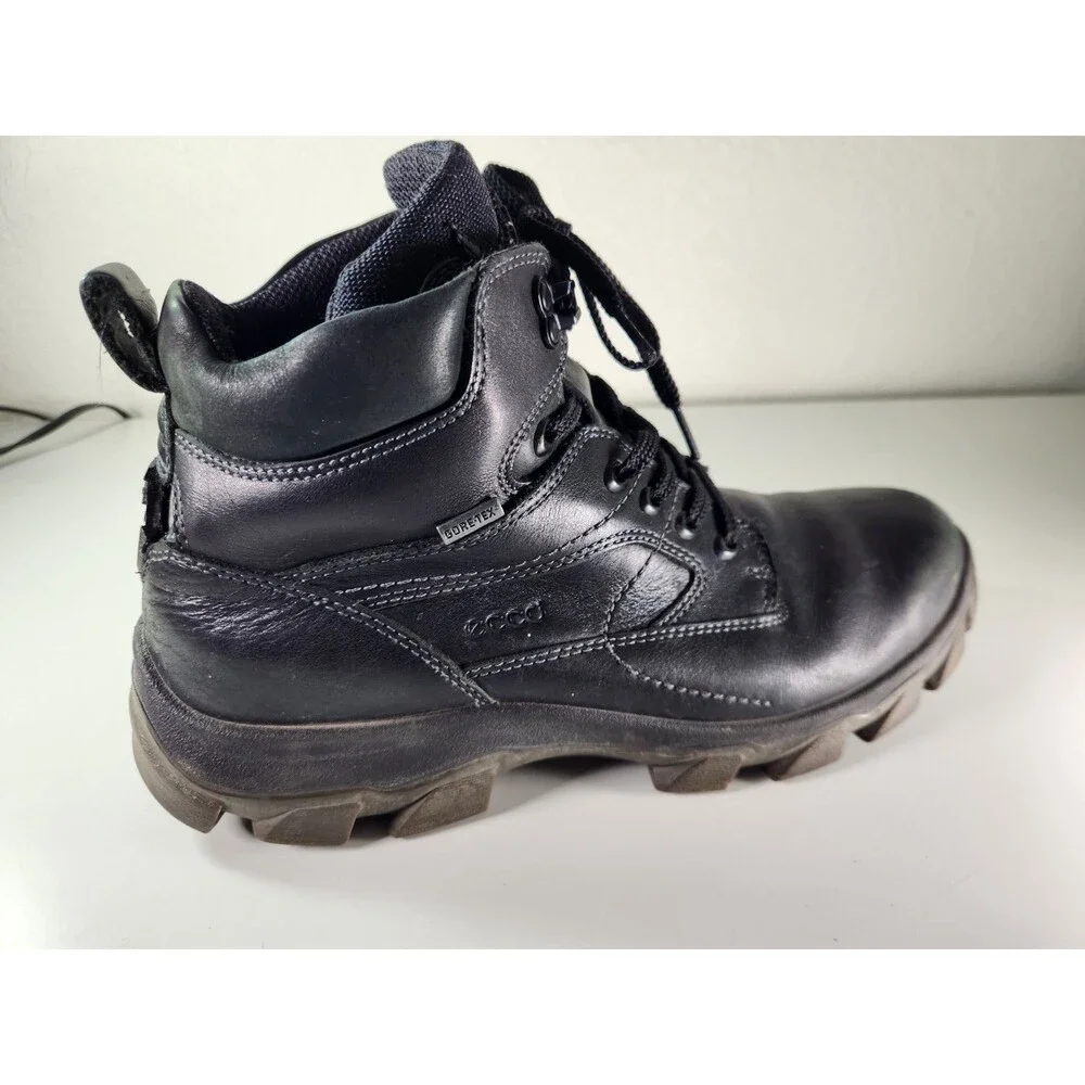 VTG ECCO Outdoor Boots Men's US 11 Black Leather Latex Lug Sole Damaged As-Is