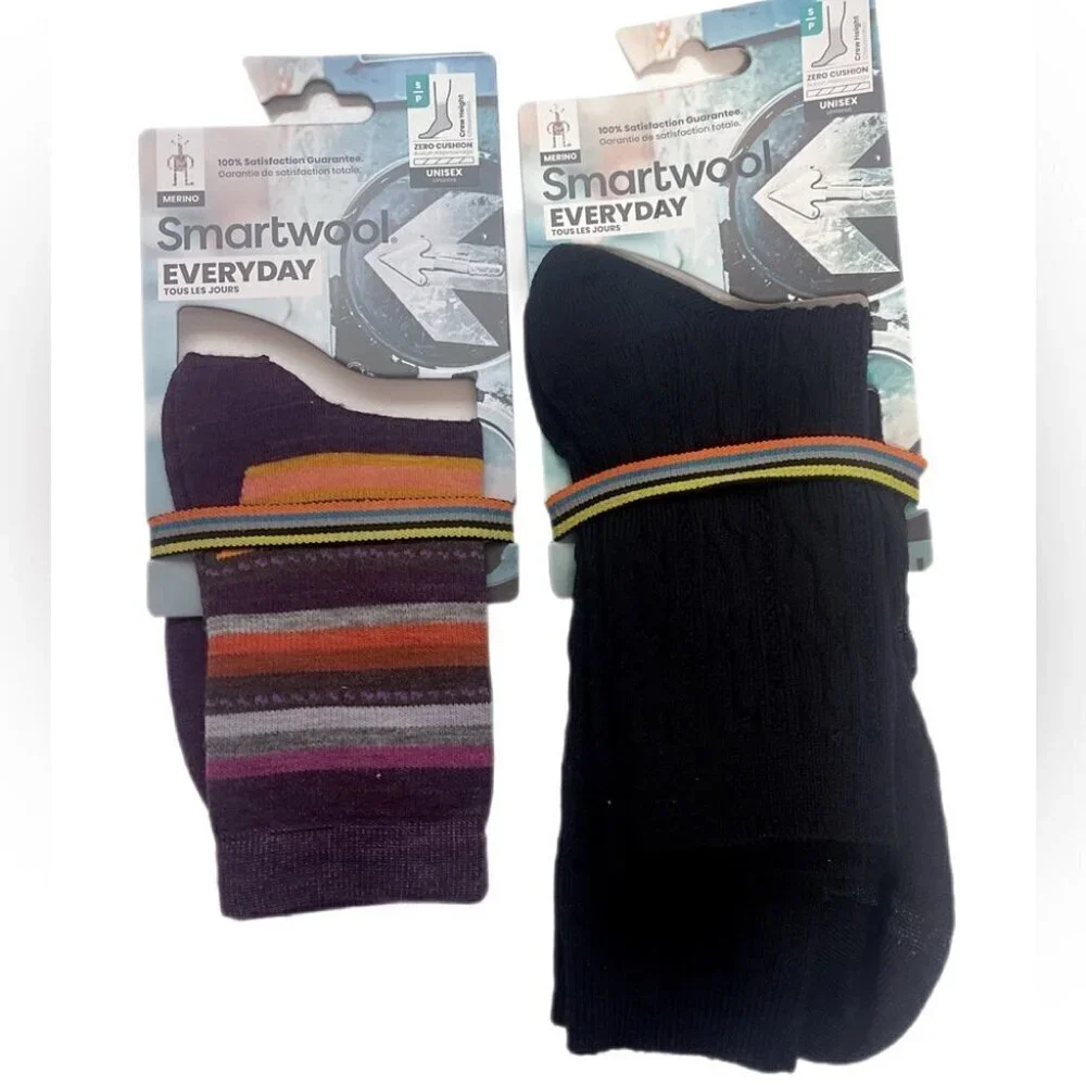 NWT 2 x Smartwool Everyday Merino Comfort Mesh Zones Unisex Crew Height Socks S