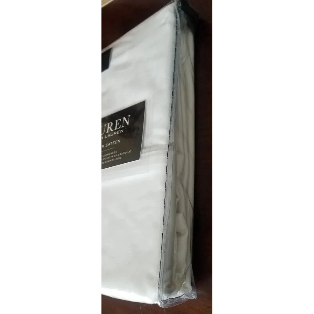 Lauren Ralph Lauren Dunham Sateen White King Size Pillowcases pack of‎ 2 NEW