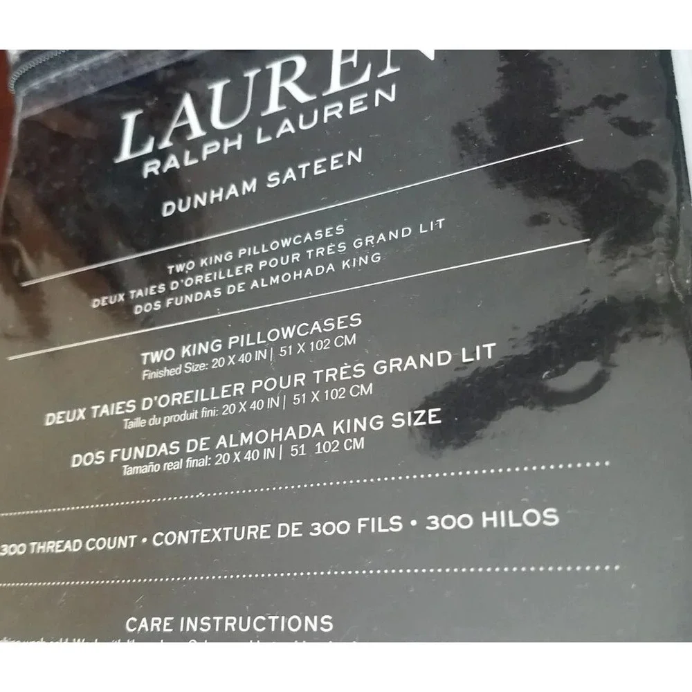 Lauren Ralph Lauren Dunham Sateen White King Size Pillowcases pack of‎ 2 NEW