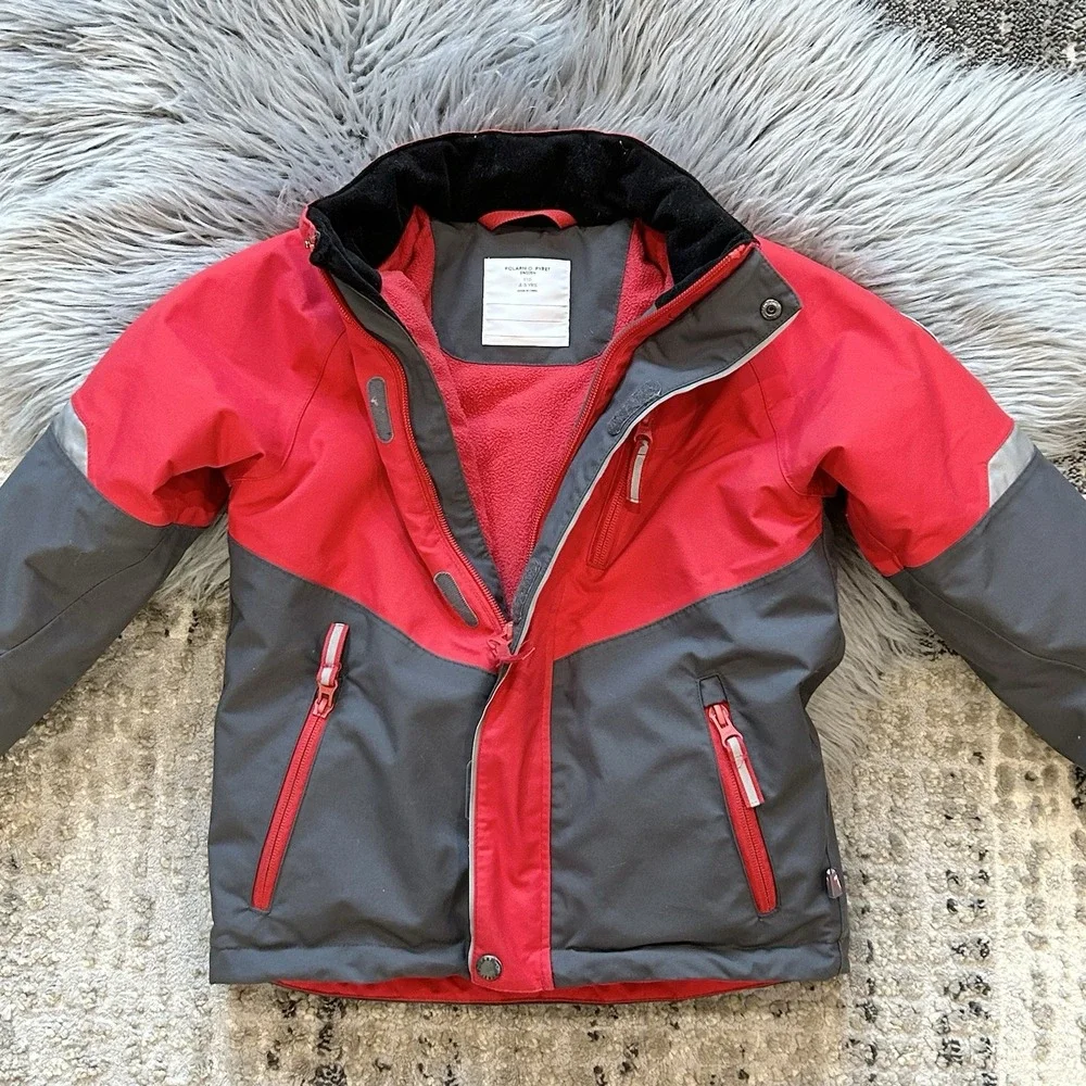 Polarn O.‎ Pyret Wear Everywhere Red/Charcoal Waterproof Winter Jacket Size 4-5Y