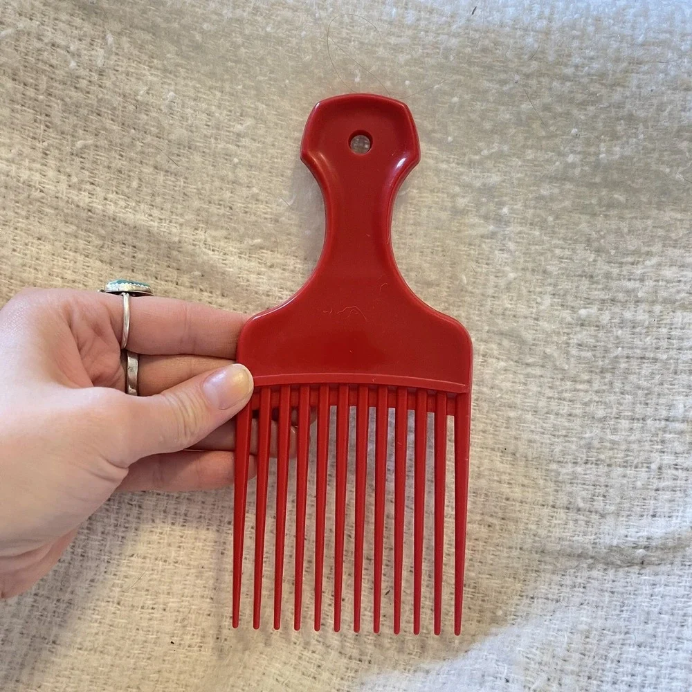 Vintage XL Lift Comb Hair‎ Pick Handle Retro 1980-90s USA Red USA