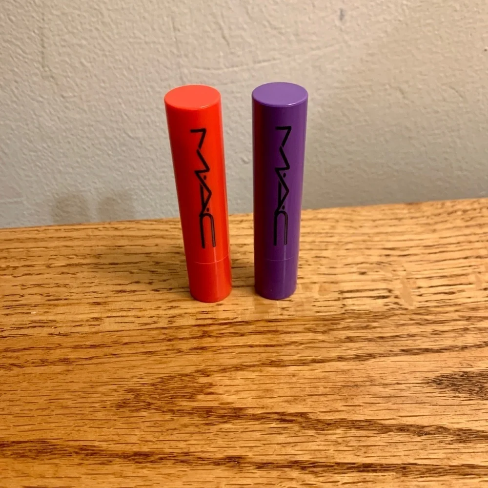 (2) M.A.C Squirt Plumping Gloss Stick VIOLET BETA HEAT SENSOR *USED* Set Purple