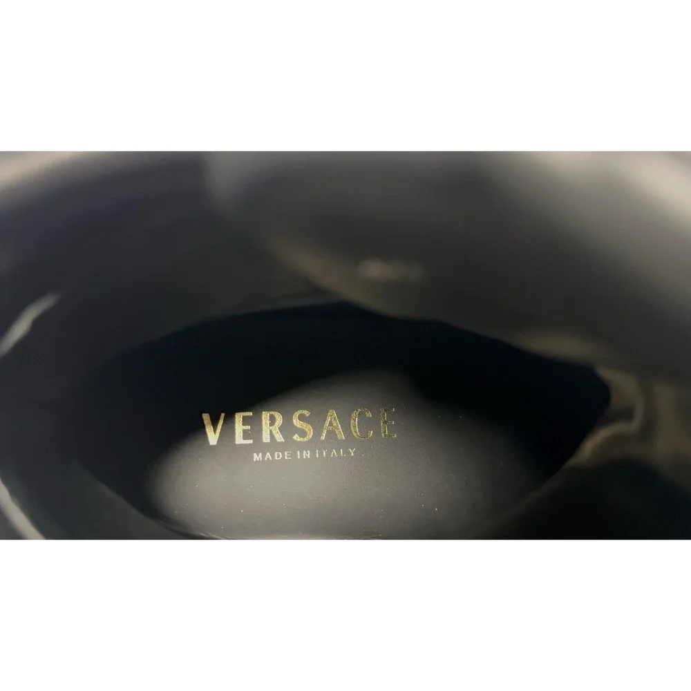 Versace Medusa High Top Sneakers Black Leather Strap Men's IT‎ 40 US 8 New