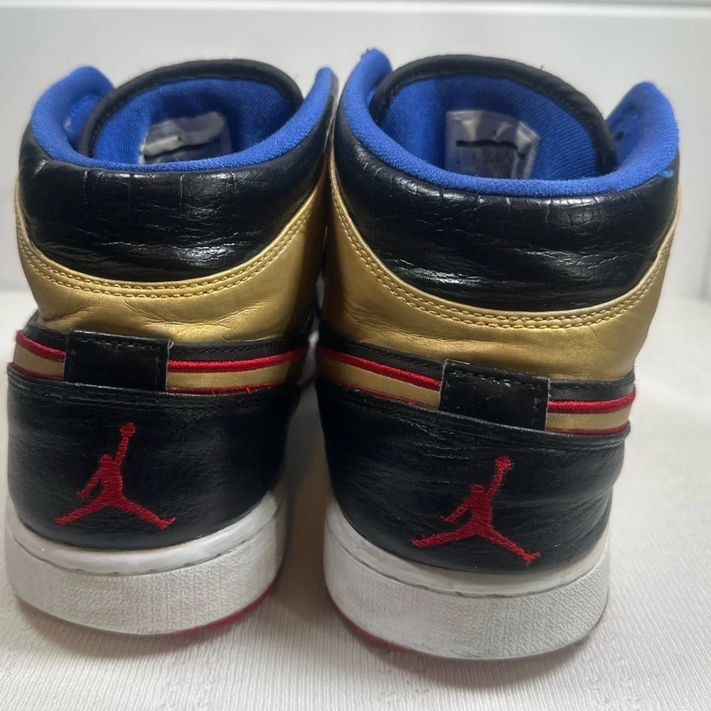 Air Jordan 1 Mid 'Black Gold Red Sneakers