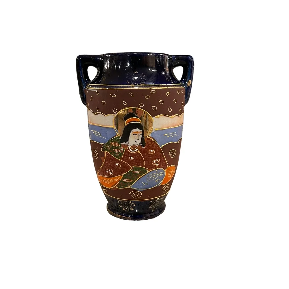 Vintage Japanese Hand Painted Moriage Vase 7