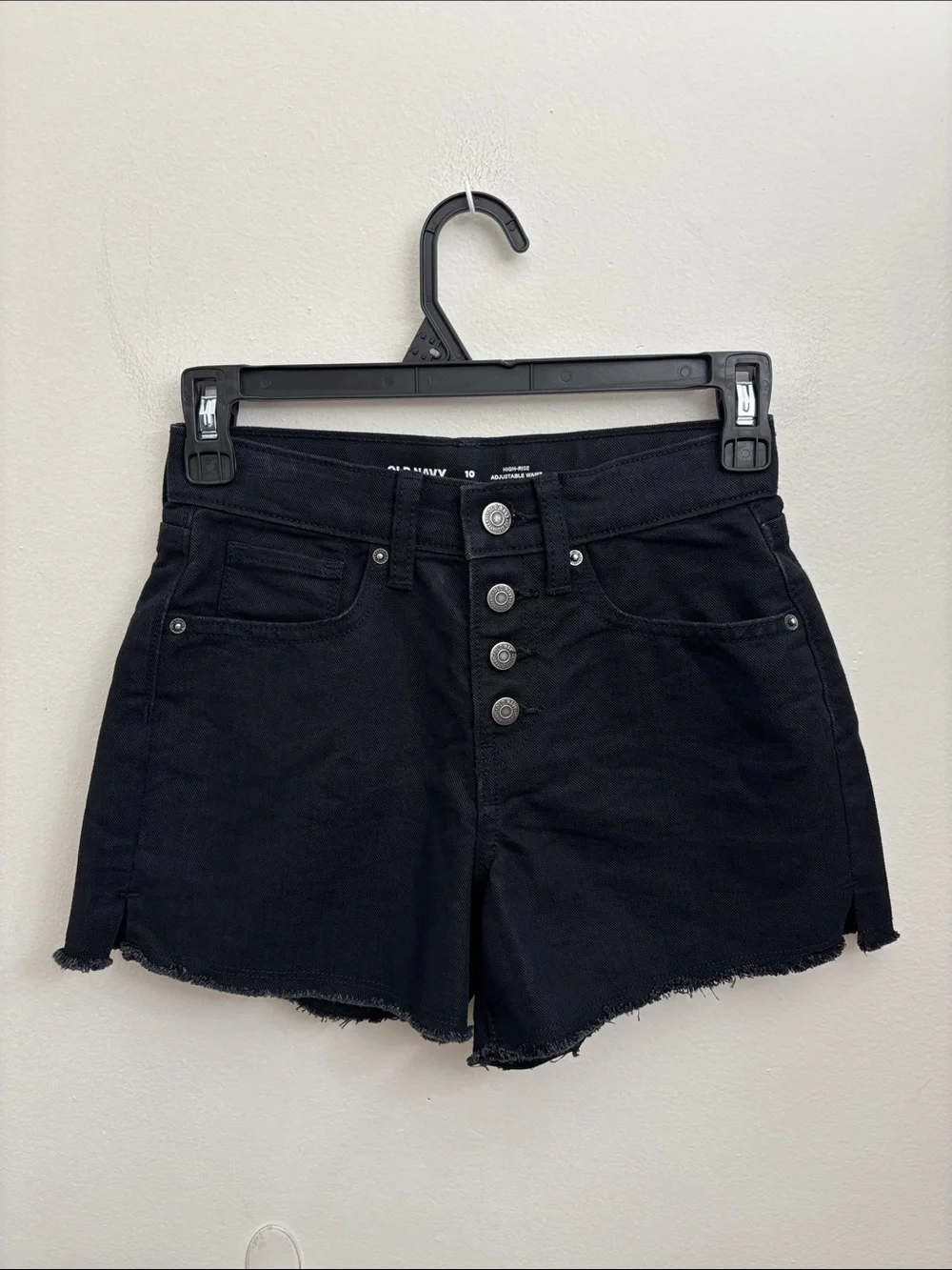 Old Navy Black Button-Front High-Rise Denim Shorts