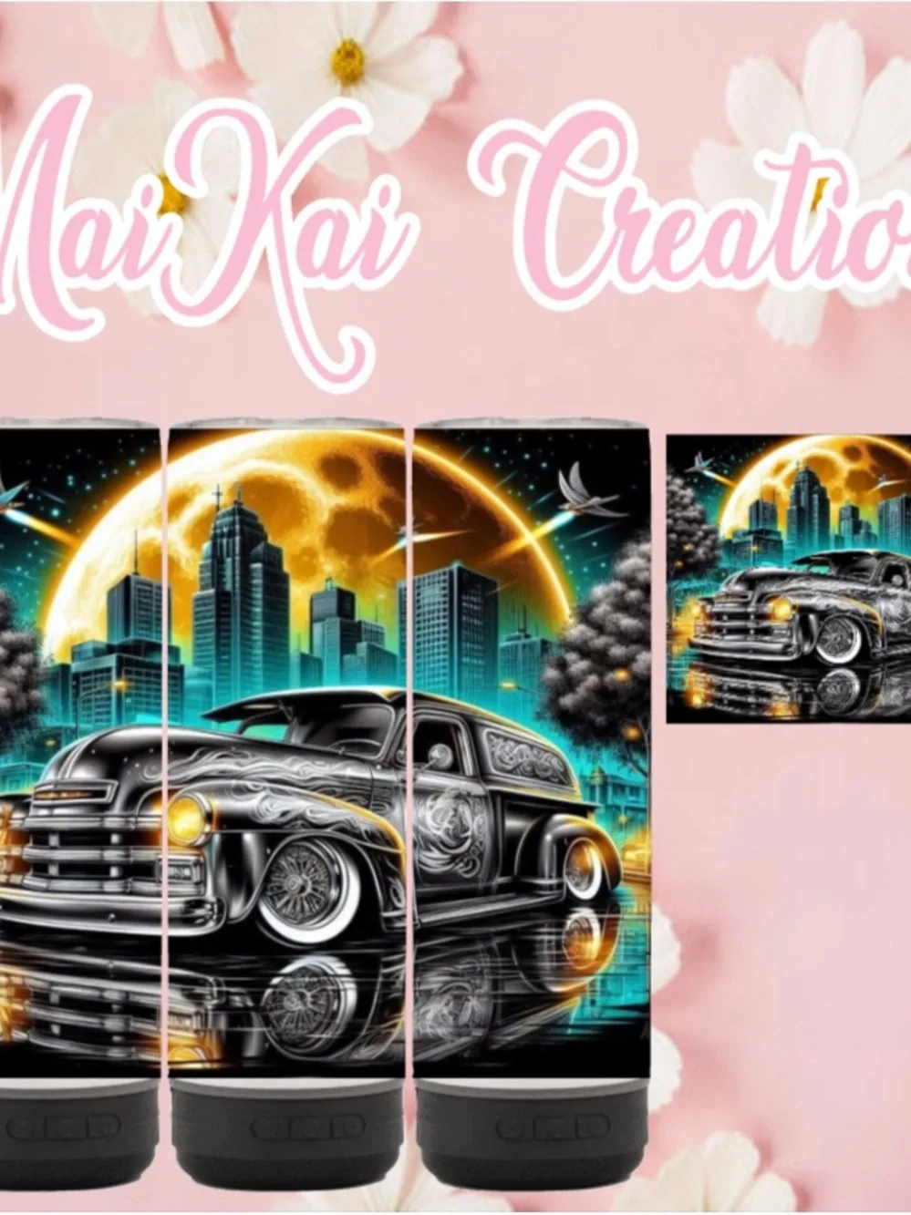 Black & Teal Classic Car custom speaker tumbler