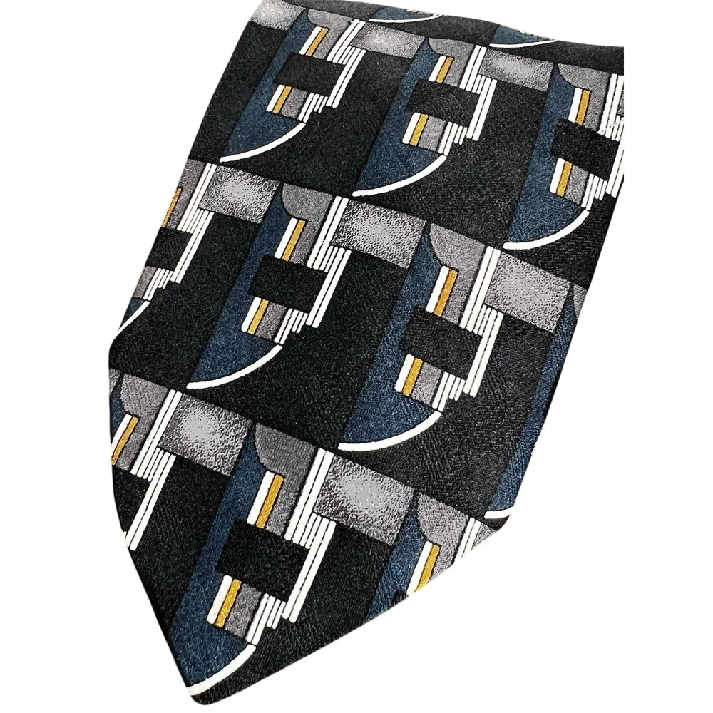 Haggar Men's Tie Blue Multicolor‎ Geometric 100% Polyester