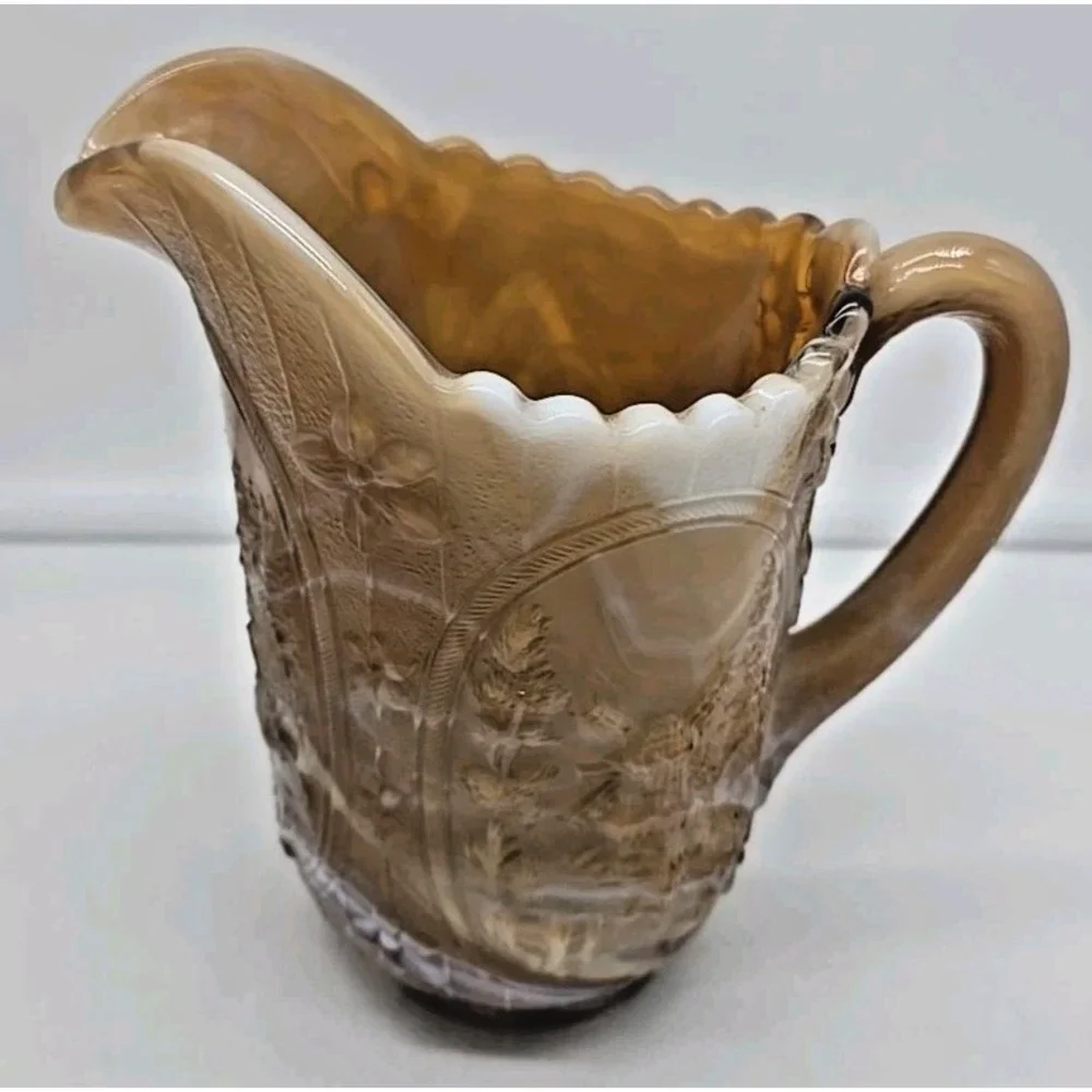 Vintage Imperial‎ Ruby Glass Caramel Slag Embossed Windmill Pitcher