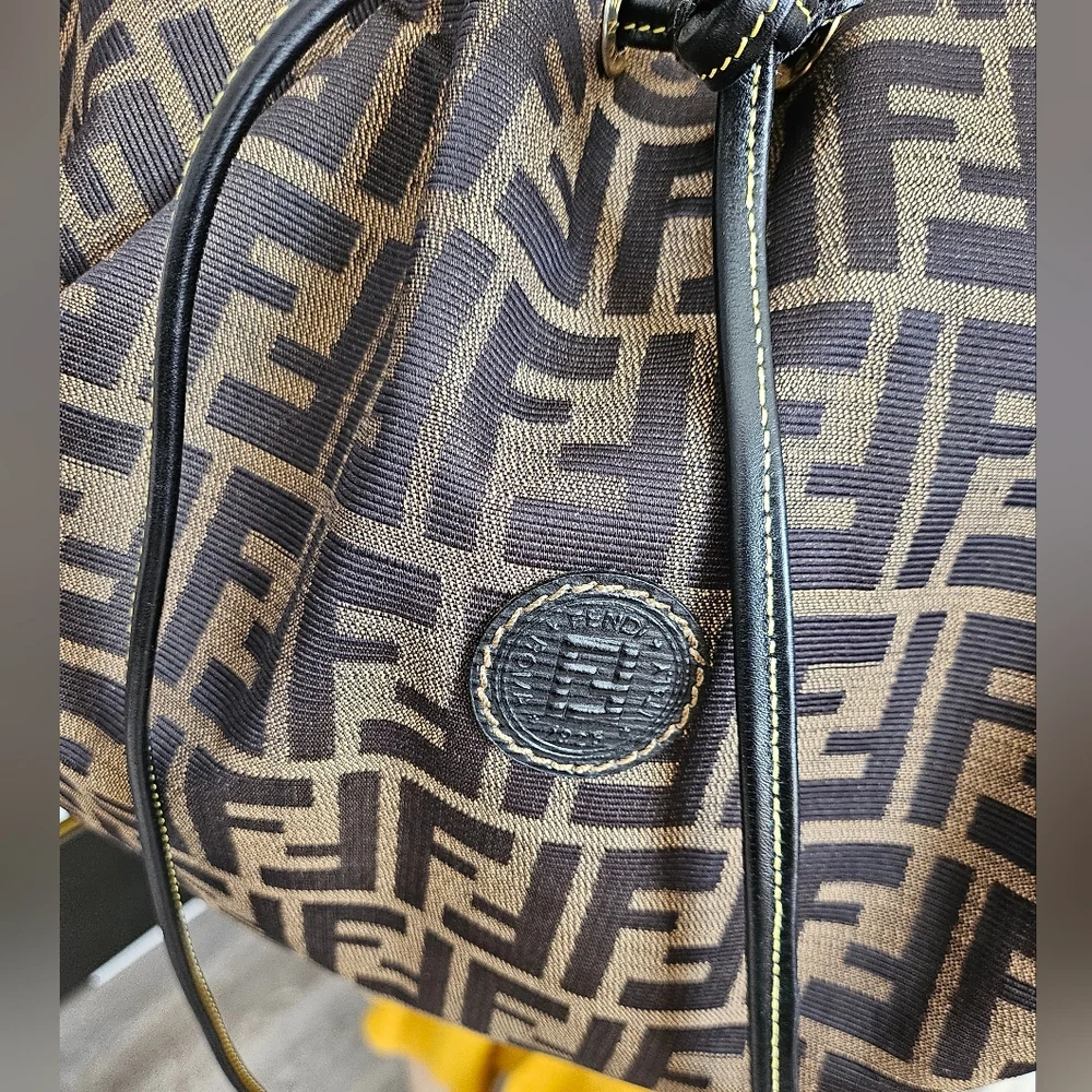 Fendi Brown Zucca Large Drawstring Backpack