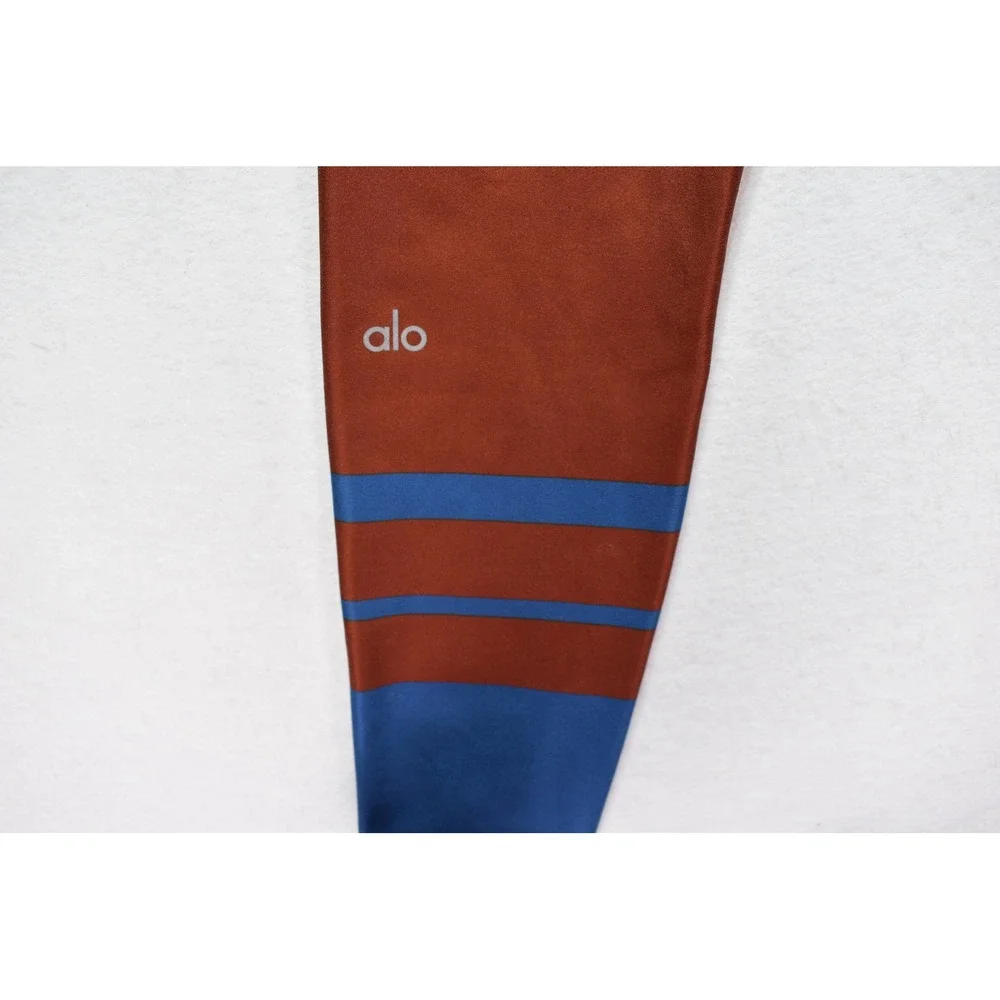 Alo Yoga High Waist Colorblock Striped Leggings Blue Rust Orange Small