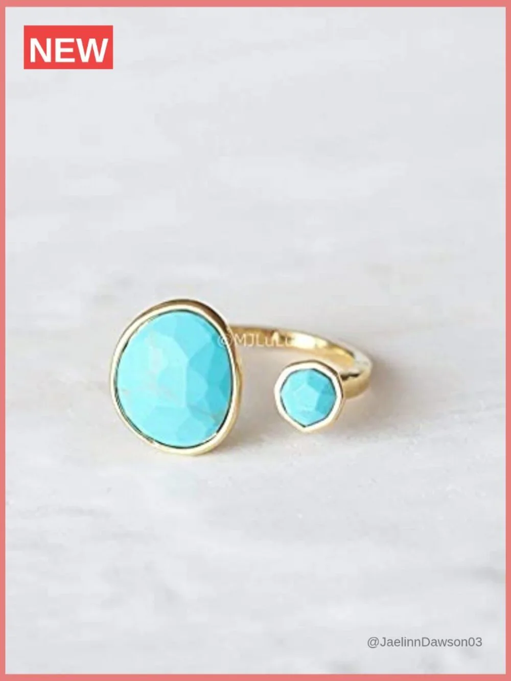 Statement Ring with Simulated Turquoise - Hypoallergenic Gold-Plated Ring