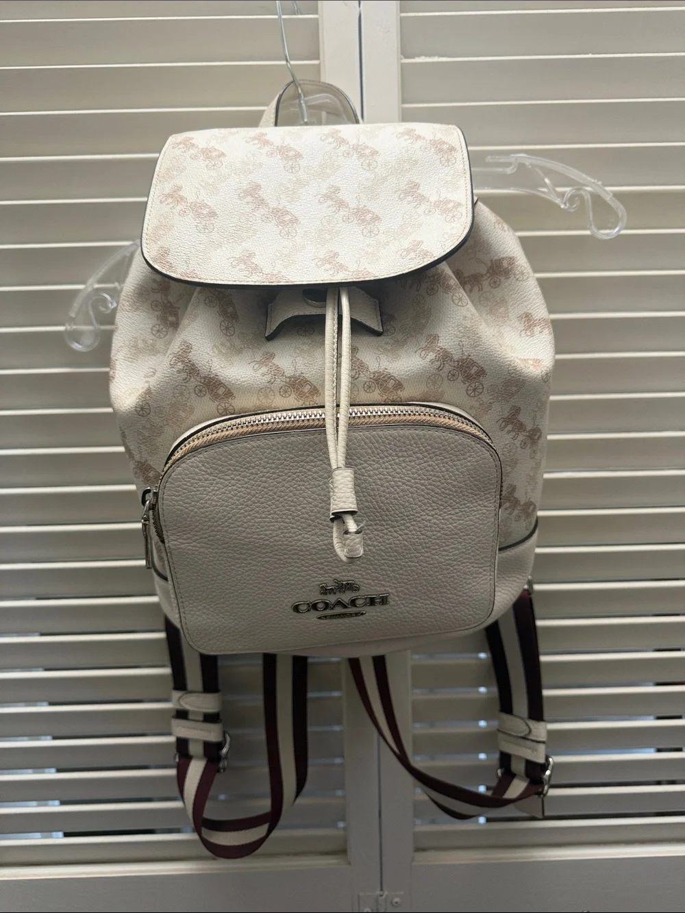 Coach Signature Print Cream Backpack