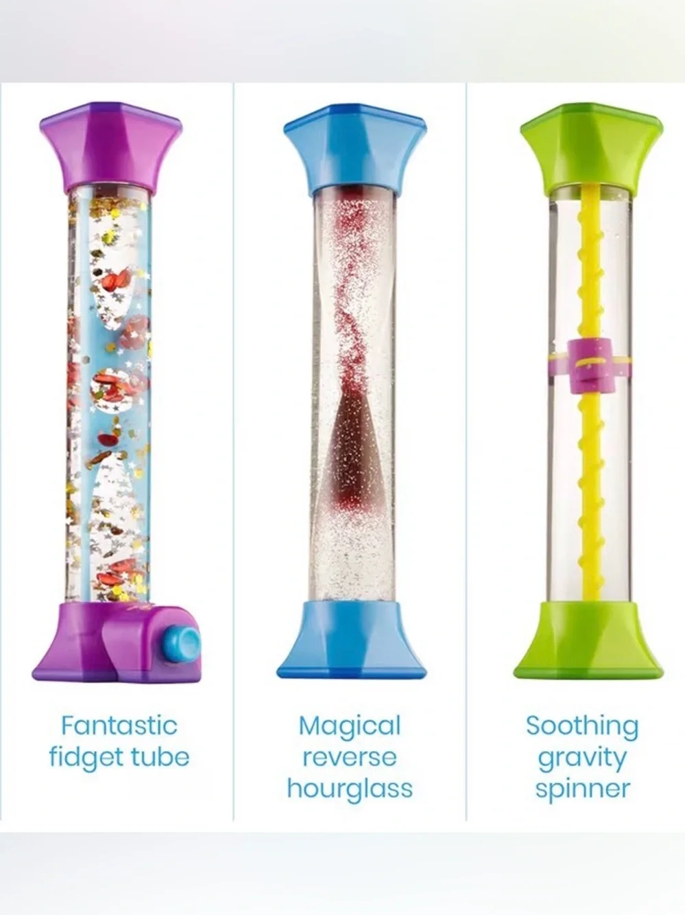 3 hand2mind Sensory Tubes,Travel, Quiet Fidgets, Calm, Anxiety Relief, Classroom