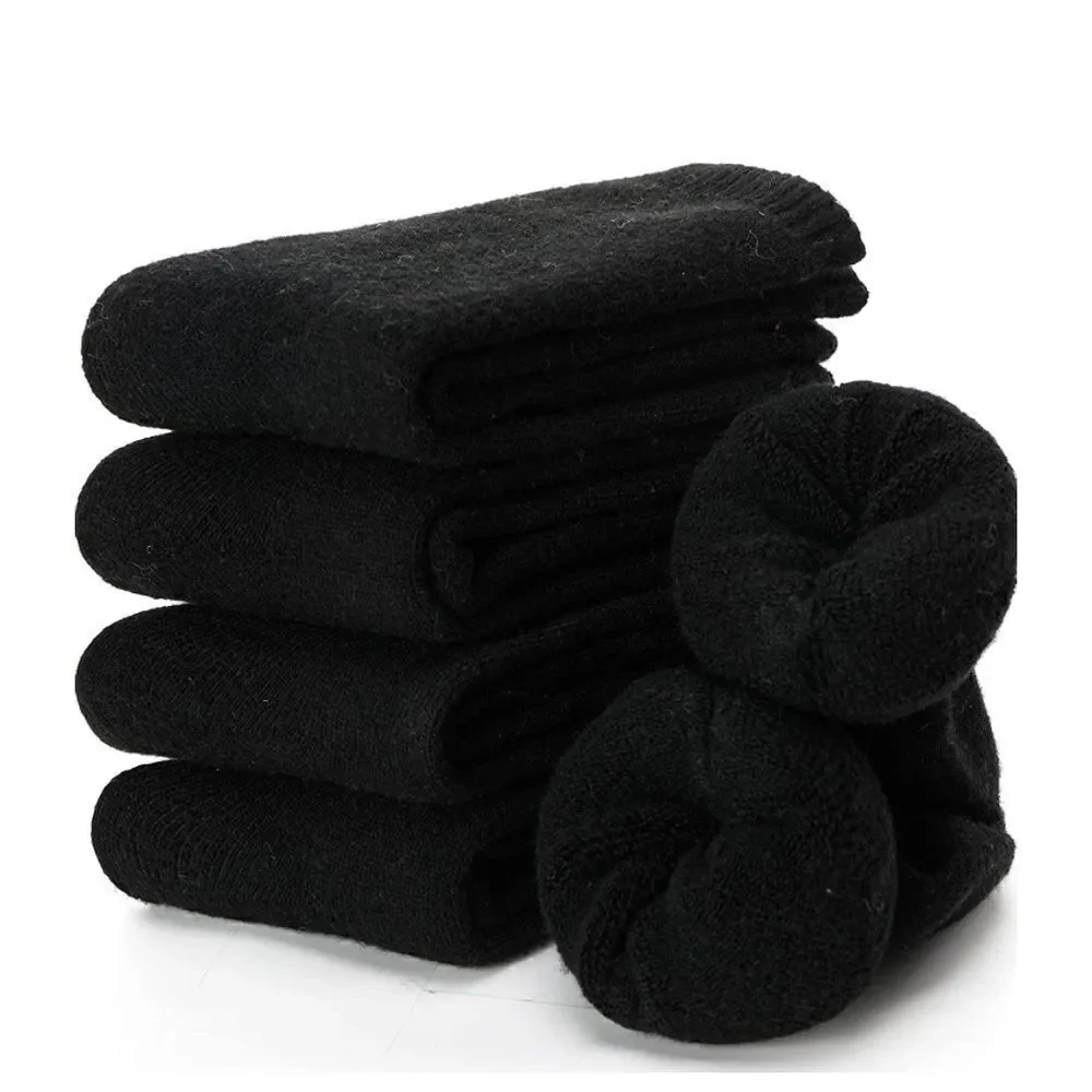 Black Merino Wool Blend Socks