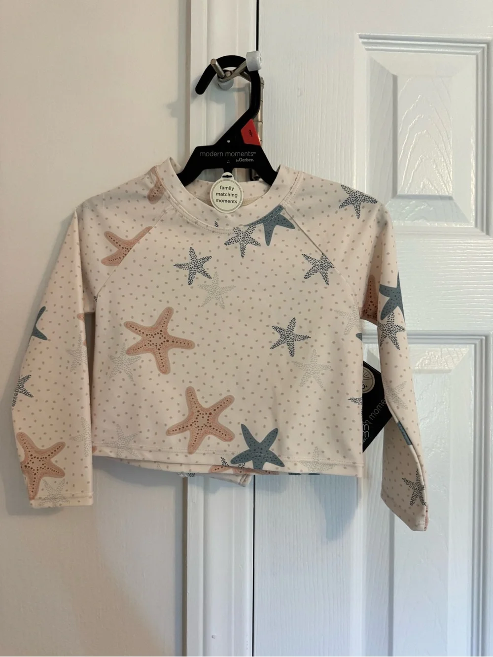 Modern Moments Kids Long Sleeve Swim Suit - Starfish Print, Cream & Blue