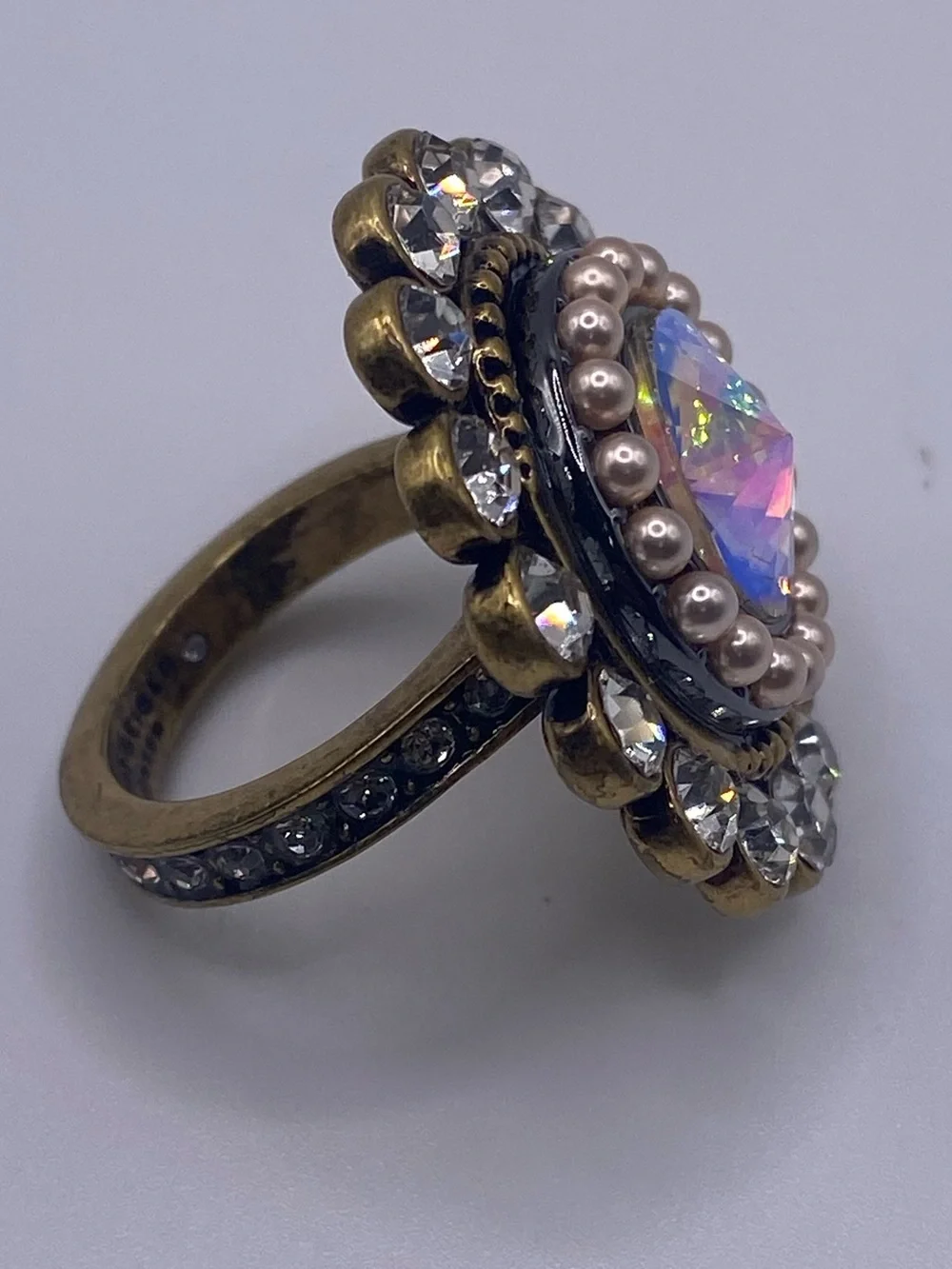 Kurt Geiger OCTAVIA RING Brass Crystal Size 7