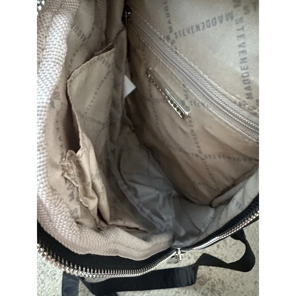 Steve Madden Aurora Quilted Sling Backpack w/ Coin Purse Black